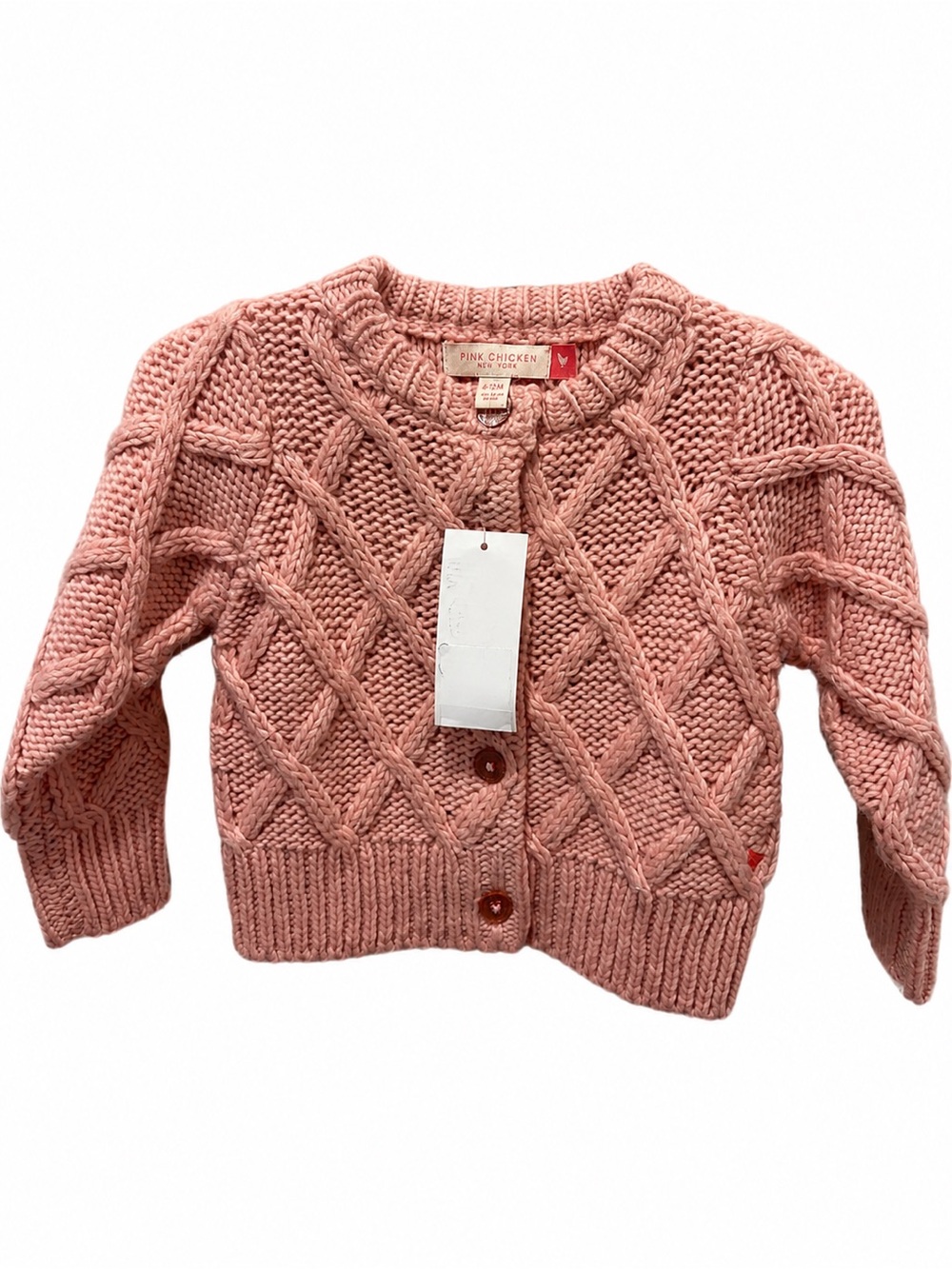 Pink Chicken Dusky Pink Cable Knit Kids Cardigan